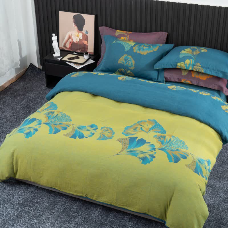 Set di biancheria da letto in garza di cotone ispirata al ginkgo (4 pezzi) - image 1