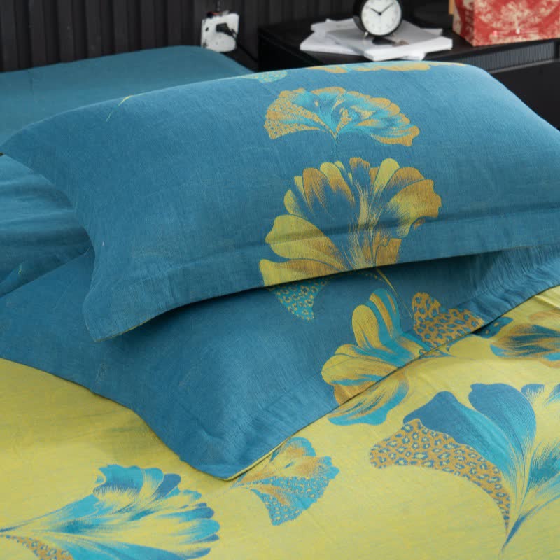 Set di biancheria da letto in garza di cotone ispirata al ginkgo (4 pezzi) - image 4