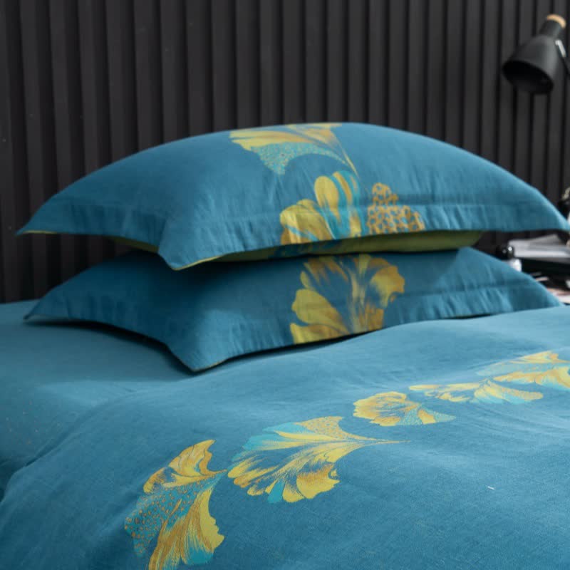 Set di biancheria da letto in garza di cotone ispirata al ginkgo (4 pezzi) - image 5