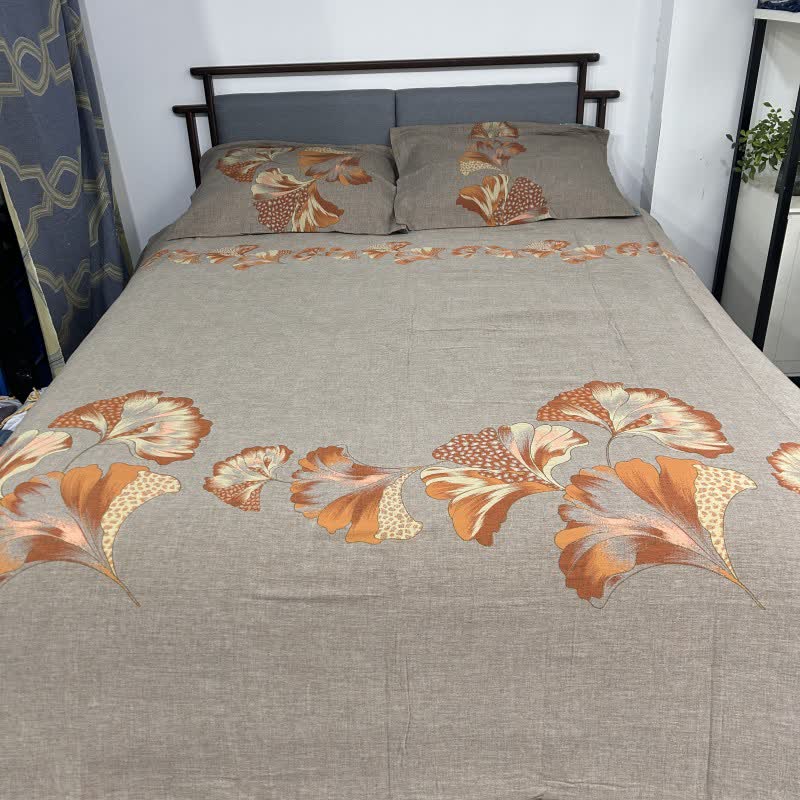Set di biancheria da letto in garza di cotone ispirata al ginkgo (4 pezzi) - image 12