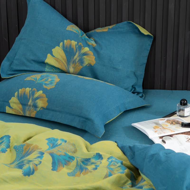 Set di biancheria da letto in garza di cotone ispirata al ginkgo (4 pezzi) - image 6