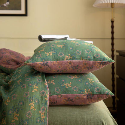 Set di biancheria da letto in garza di cotone con motivi floreali rustici (4 pezzi) - image 5