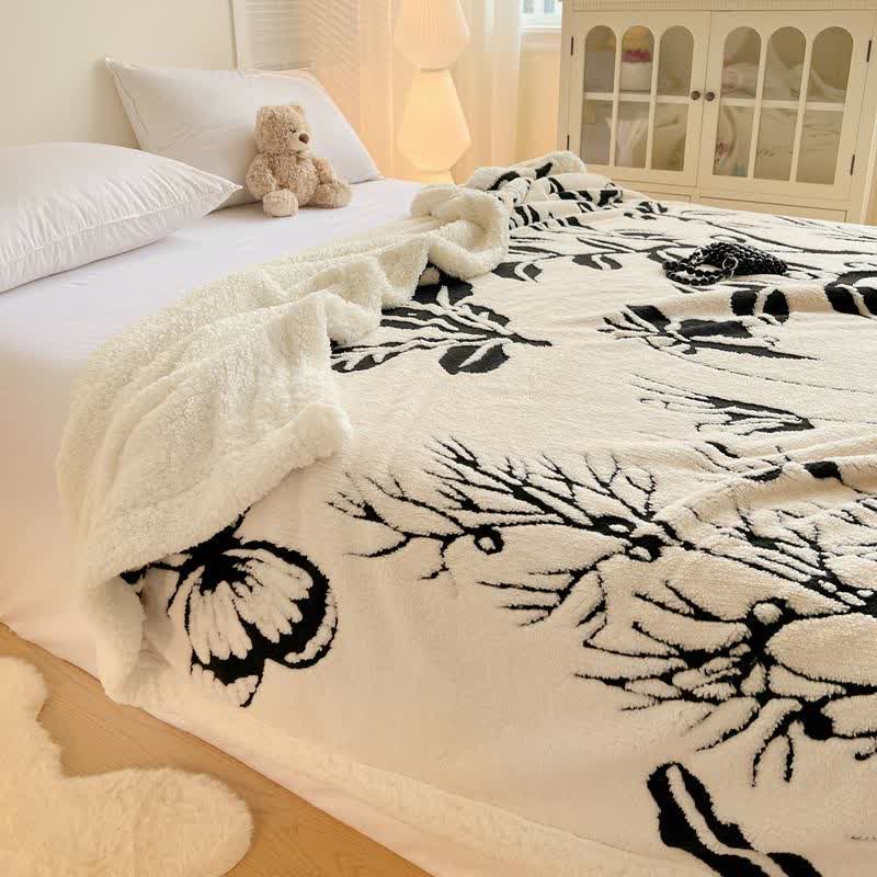 Coperta jacquard con motivo a farfalla e albero - image 6