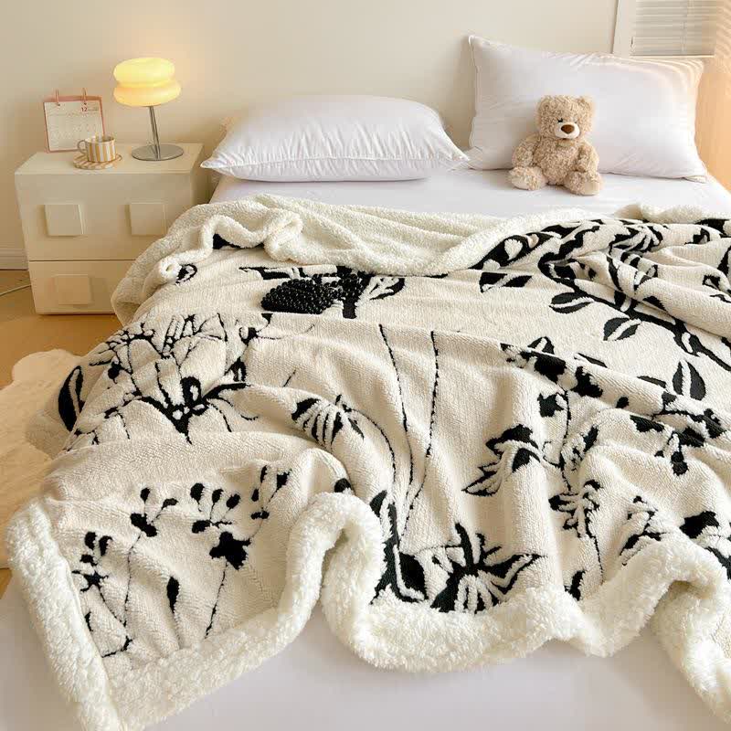 Coperta jacquard con motivo a farfalla e albero - image 3
