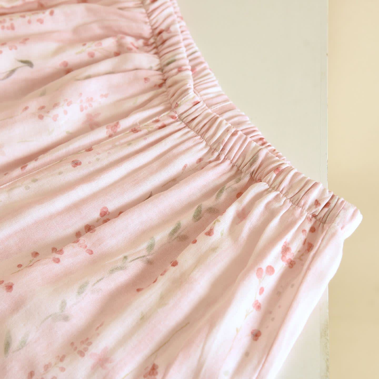 Completo da notte kimono floreale a righe rosa - image 9