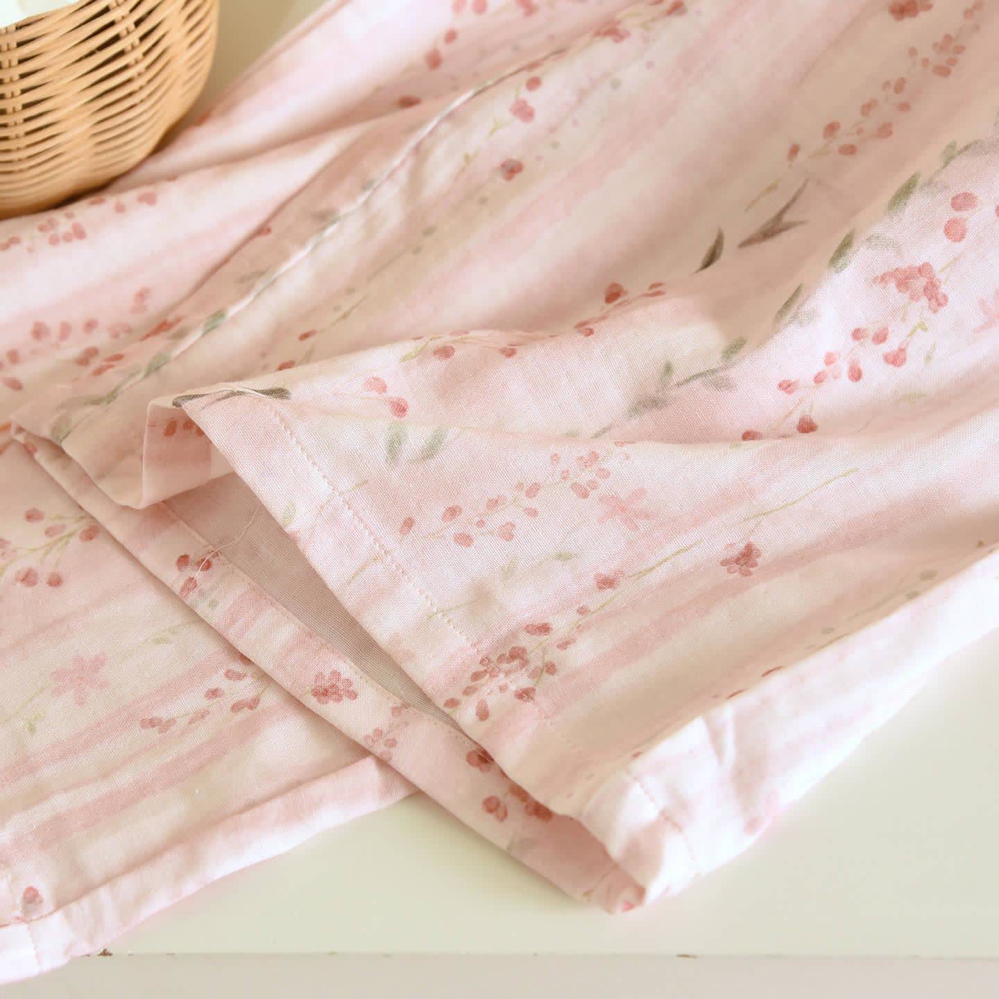 Completo da notte kimono floreale a righe rosa - image 11