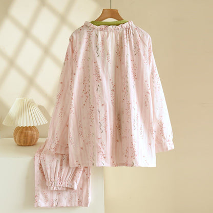 Completo da notte kimono floreale a righe rosa - image 1