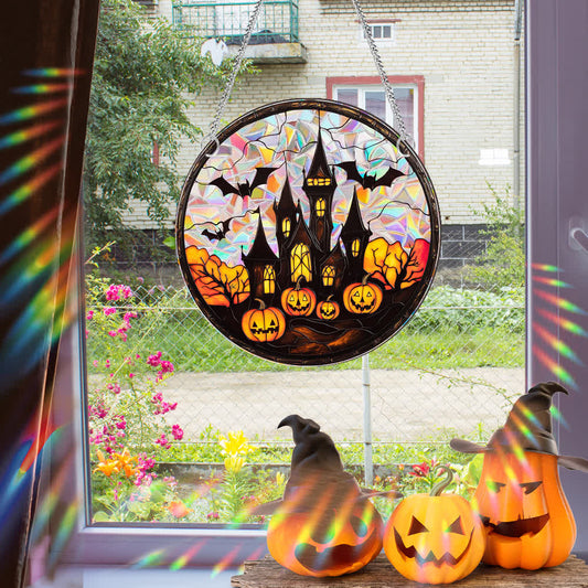 Zucca di Halloween e pipistrello da appendere alla finestra - 6 pezzi - image 0