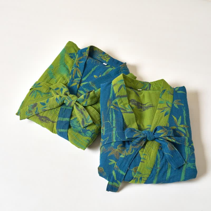 Kimono in garza di cotone e bambù bicolore - image 2