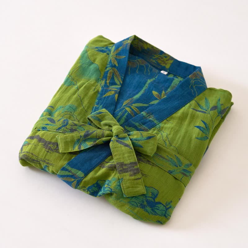 Kimono in garza di cotone e bambù bicolore - image 5