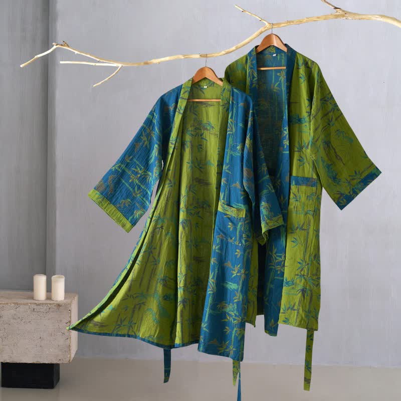 Kimono in garza di cotone e bambù bicolore - image 1