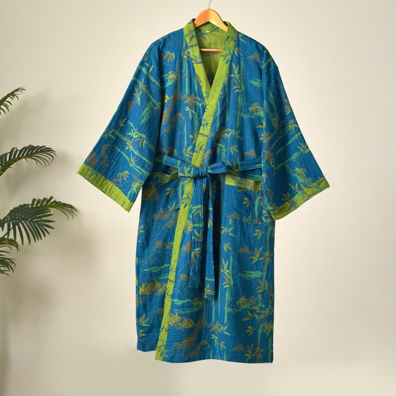 Kimono in garza di cotone e bambù bicolore - image 15