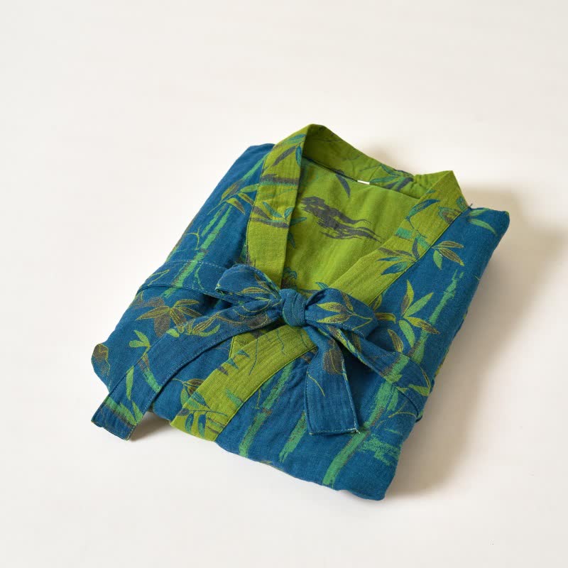 Kimono in garza di cotone e bambù bicolore - image 17