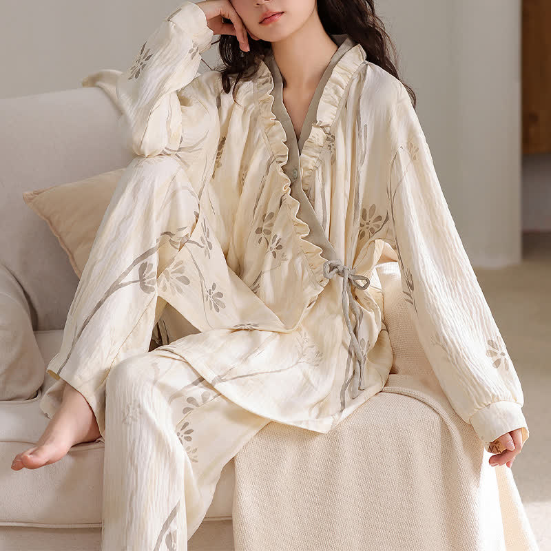 Completo da salotto con kimono floreale artistico - 2XL - image 0
