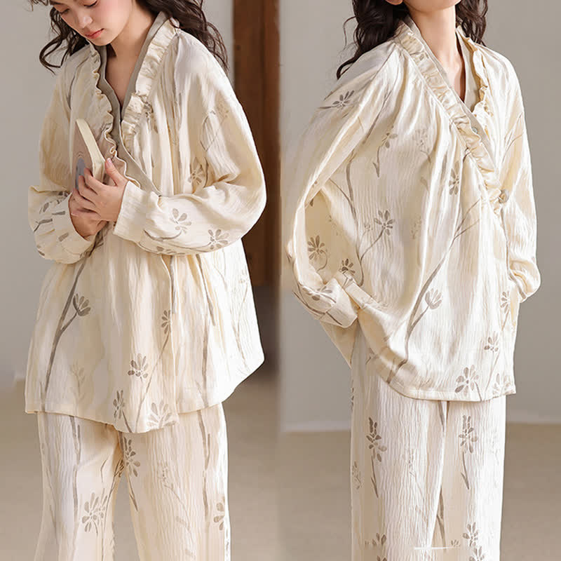 Completo da salotto con kimono floreale artistico - image 2