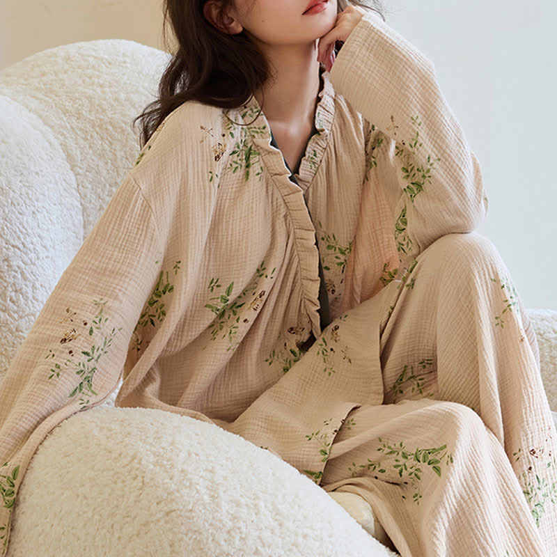 Completo da salotto Kimono con foglie botaniche - image 4