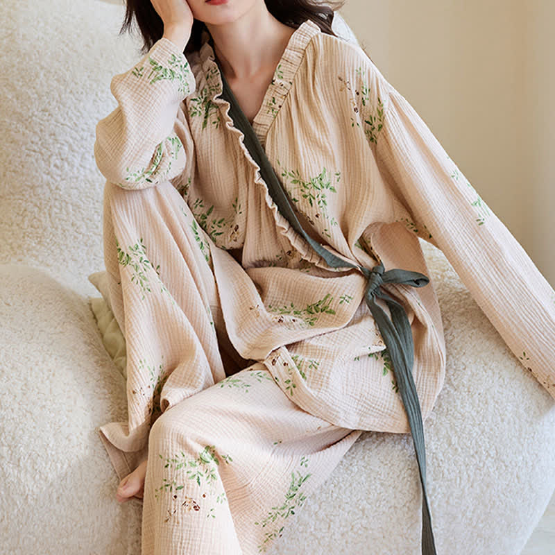 Completo da salotto Kimono con foglie botaniche - image 3