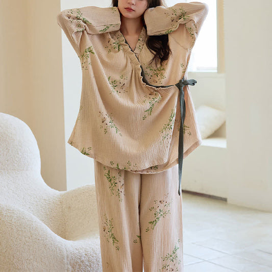 Completo da salotto Kimono con foglie botaniche - 2XL - image 0