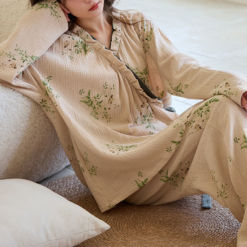 Completo da salotto Kimono con foglie botaniche - image 5