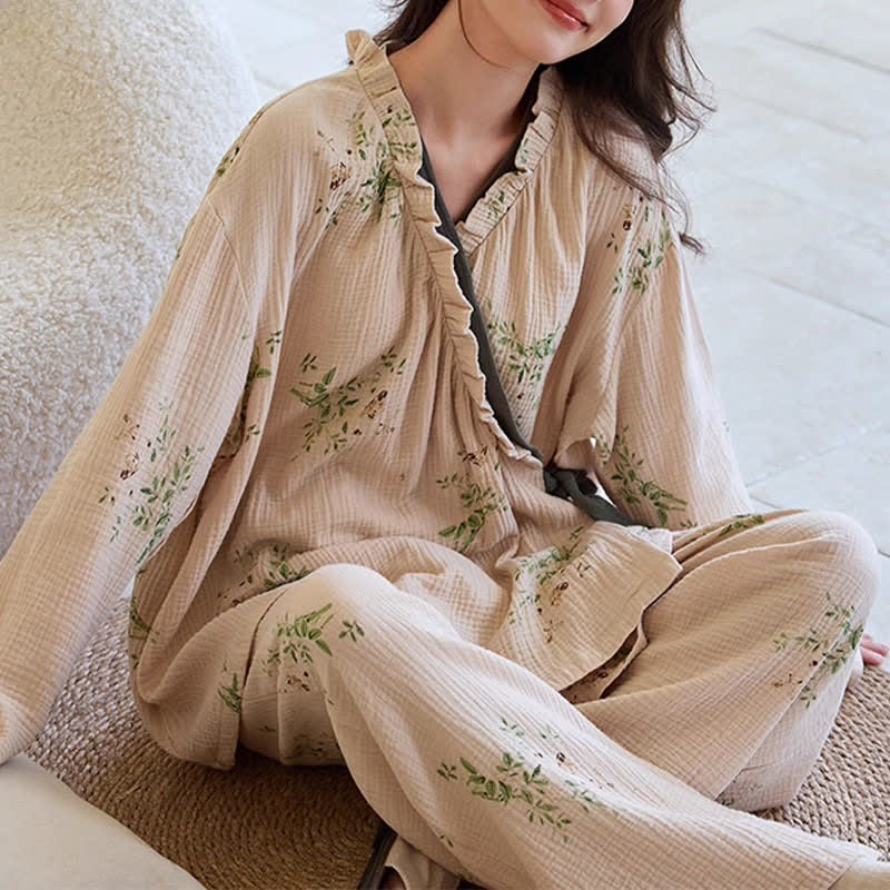 Completo da salotto Kimono con foglie botaniche - image 6