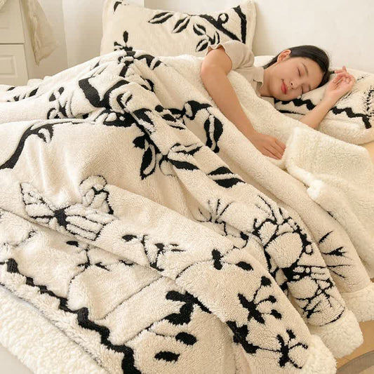 Coperta calda con motivo a farfalla e foglie botaniche - Matrimoniale - image 0