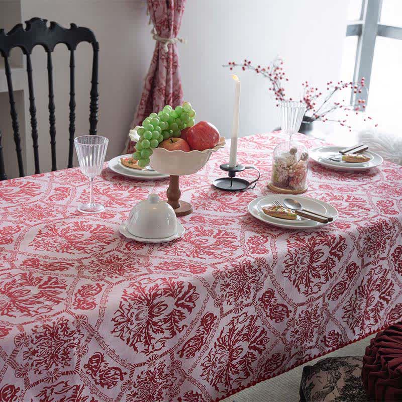 Tovaglia jacquard con motivo retrò in stile etnico - image 1