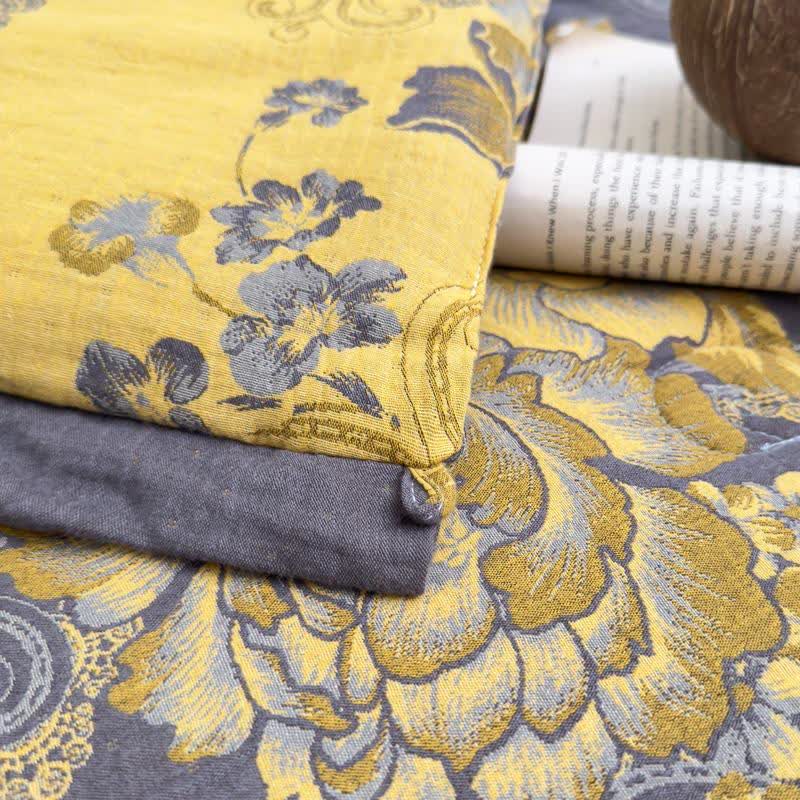 Trapunta di lusso in garza di cotone jacquard con motivo Peony - image 2