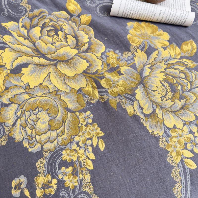 Trapunta di lusso in garza di cotone jacquard con motivo Peony - image 4