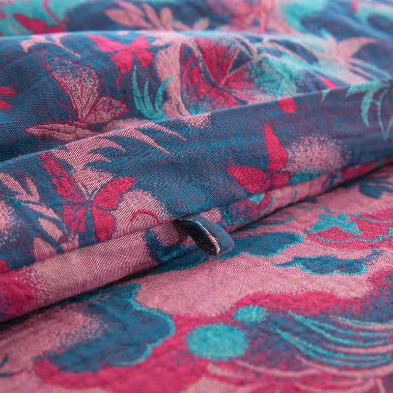 Trapunta artistica in garza di cotone jacquard con farfalla - image 6