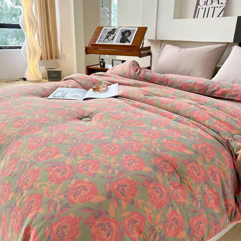 Trapunta jacquard in garza di cotone rosa - image 1