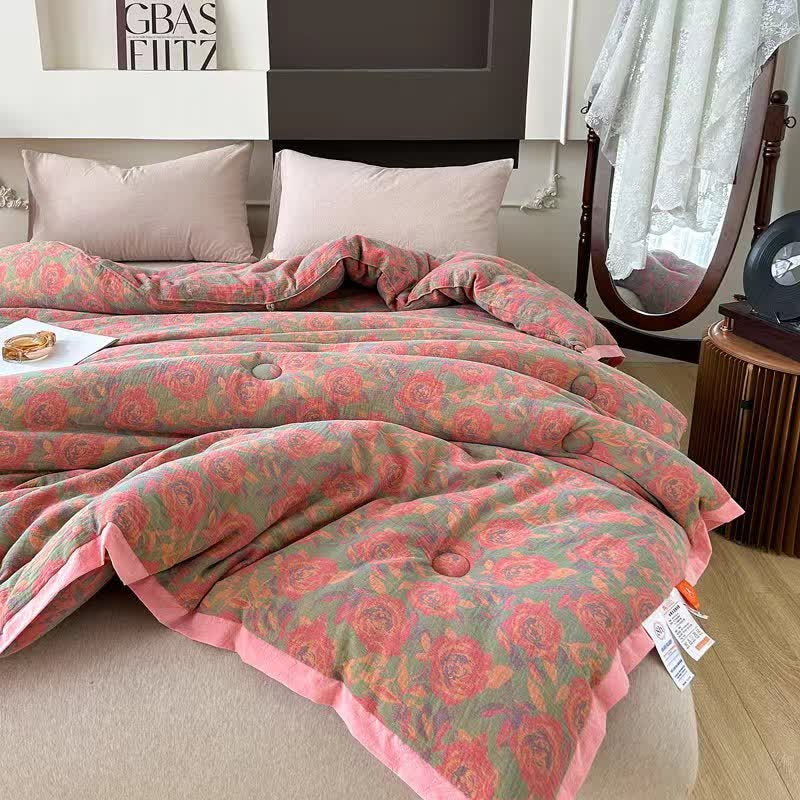 Trapunta jacquard in garza di cotone rosa - image 7