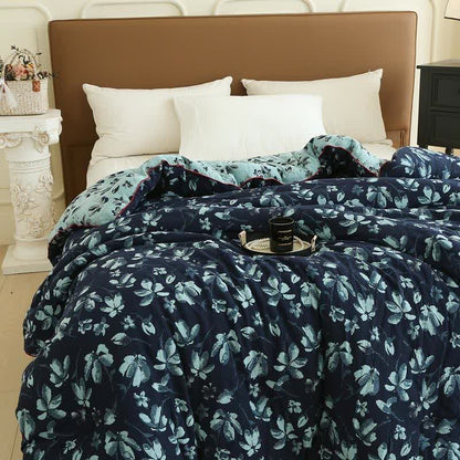 Trapunta jacquard in garza di cotone Flourish Flower - image 1