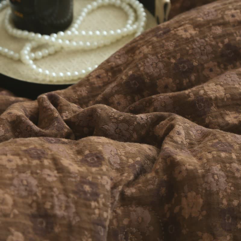 Trapunta jacquard in garza di cotone floreale retrò - image 24