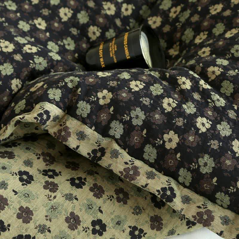 Trapunta jacquard in garza di cotone floreale retrò - image 5