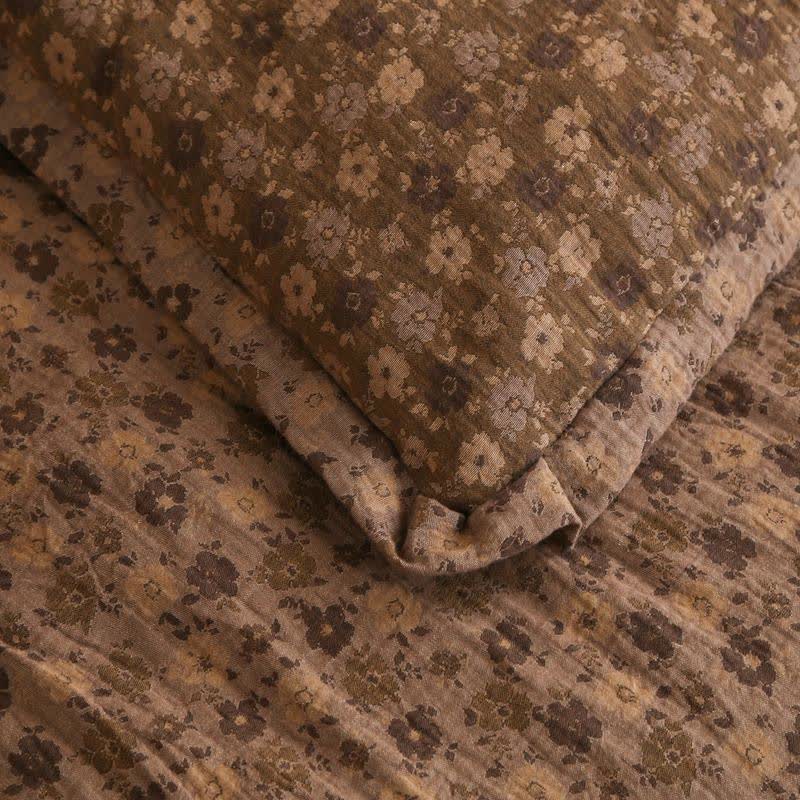 Trapunta jacquard in garza di cotone floreale retrò - image 22