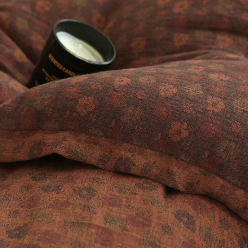 Trapunta jacquard in garza di cotone floreale retrò - image 14