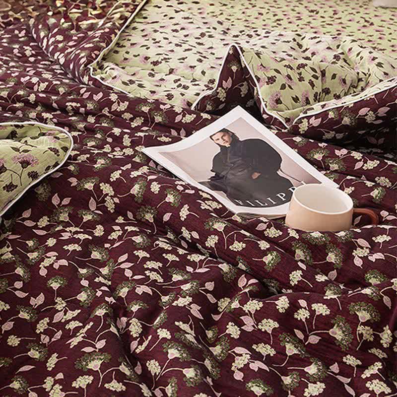 Trapunta jacquard in garza di cotone con foglie botaniche - image 2