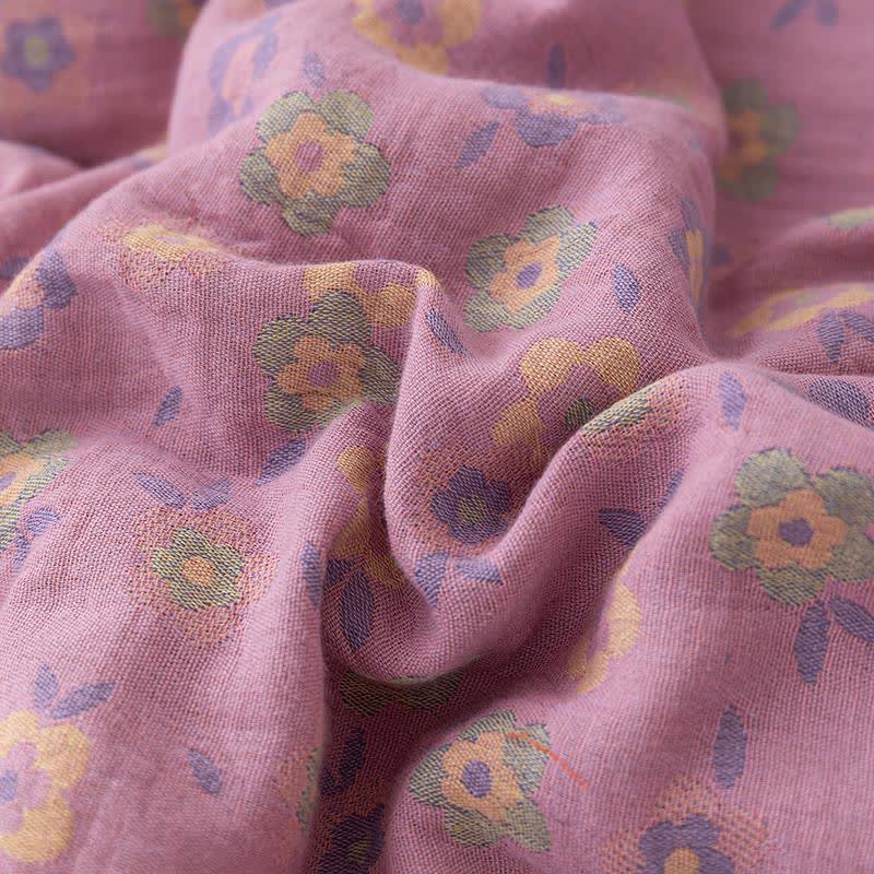 Trapunta jacquard in garza di cotone floreale viola - image 4