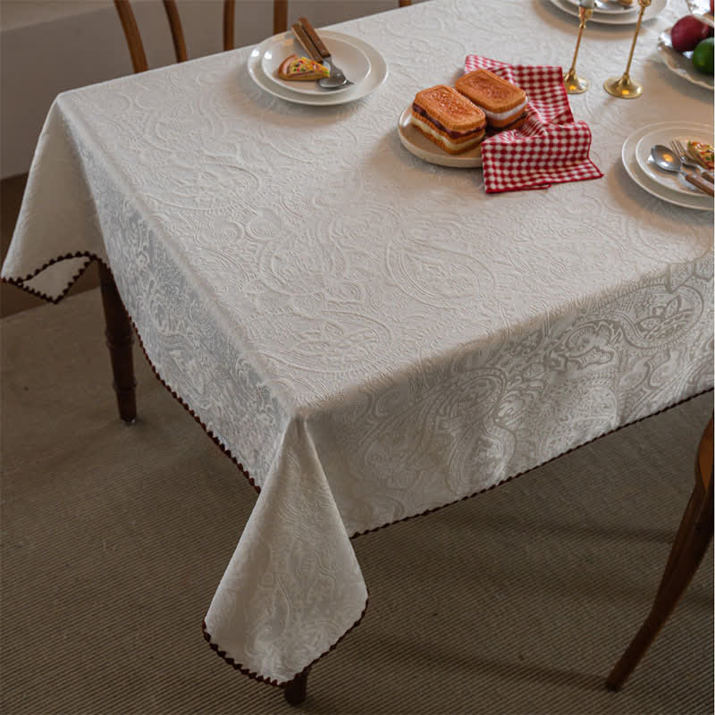 Tovaglia jacquard con motivo Paisley in stile etnico - Bianco - 160cm x 160cm - image 10