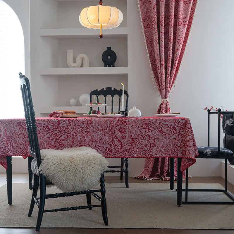 Tovaglia jacquard con motivo Paisley in stile etnico - image 1