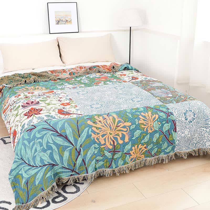 Trapunta in garza di cotone naturale con patchwork floreale - Matrimoniale - image 0