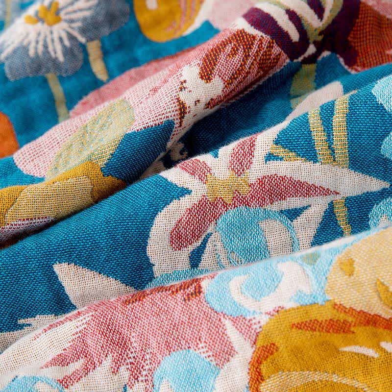 Trapunta in garza di cotone naturale con patchwork floreale - image 4