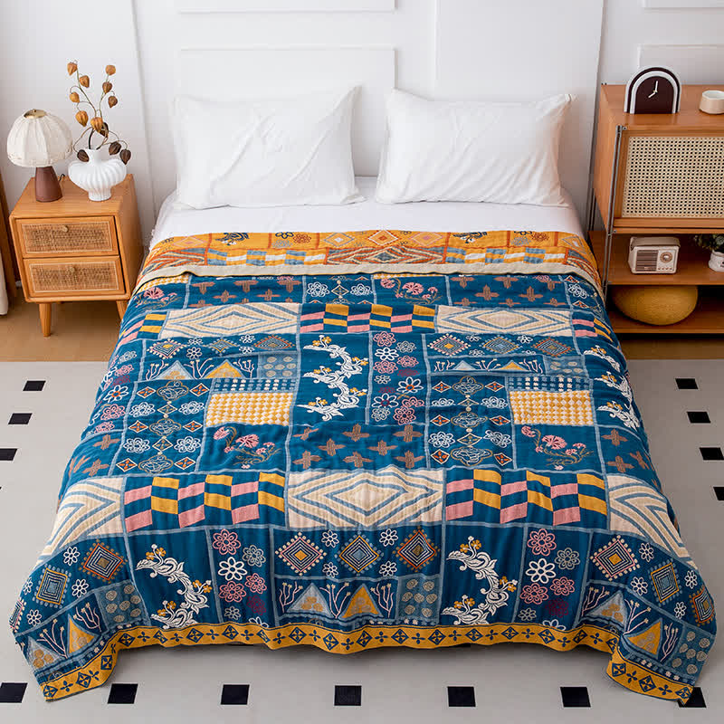 Trapunta in cotone naturale con motivo patchwork geometrico - Matrimoniale - image 0