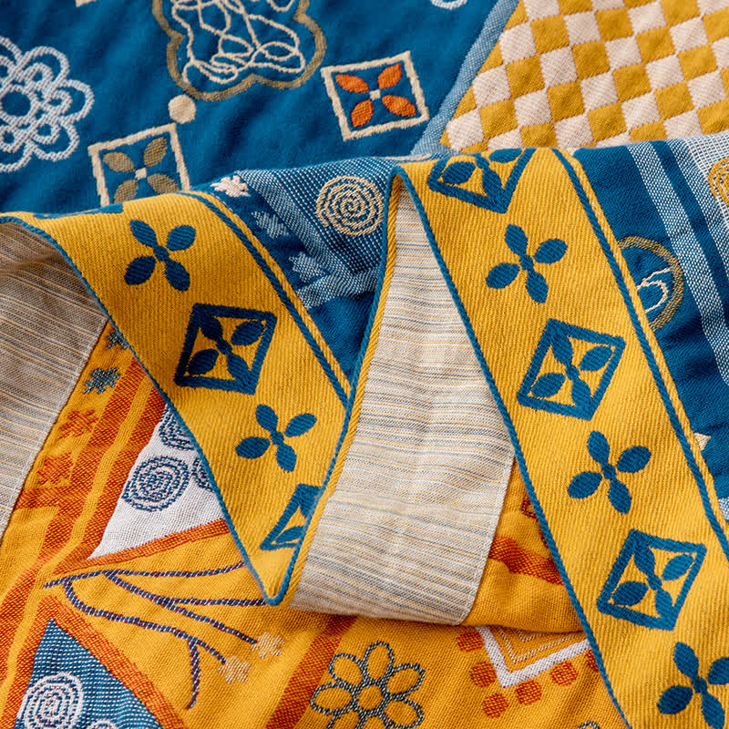 Trapunta in cotone naturale con motivo patchwork geometrico - image 3