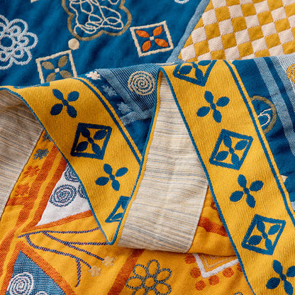 Trapunta in cotone naturale con motivo patchwork geometrico - image 3