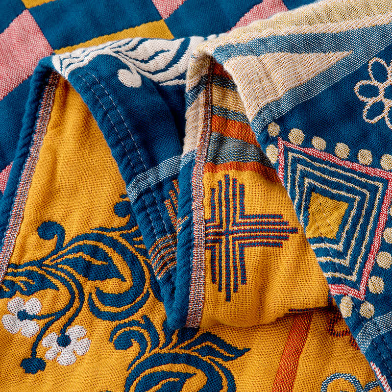 Trapunta in cotone naturale con motivo patchwork geometrico - image 4