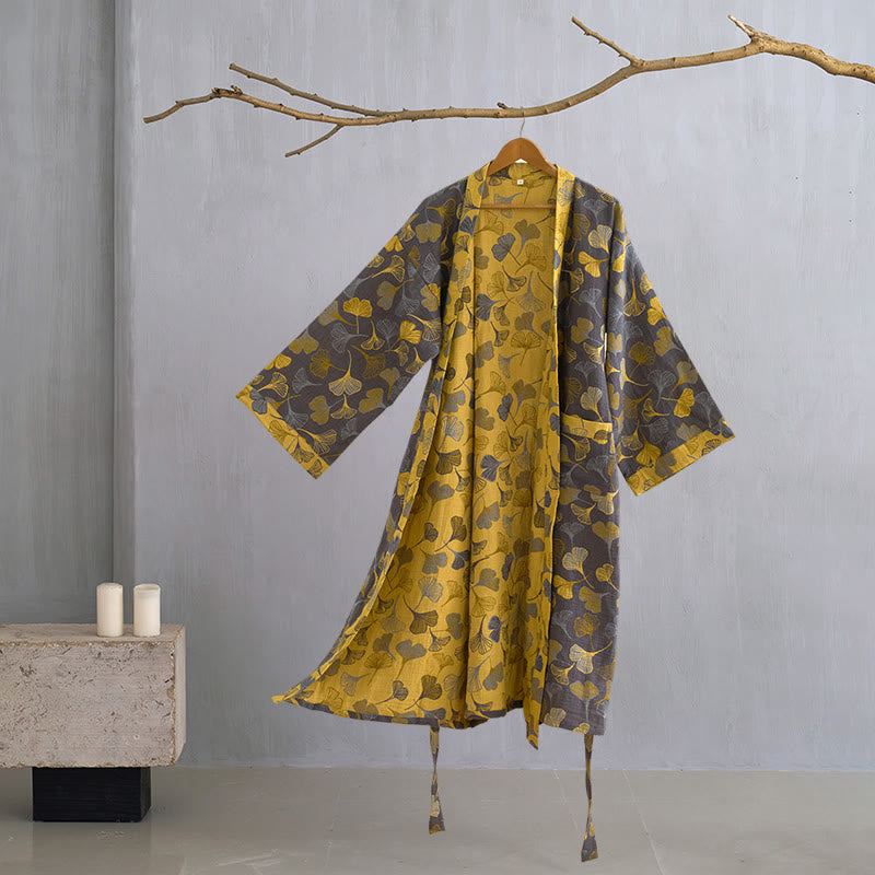 Kimono in garza di cotone Ginkgo Biloba - Grigio scuro - XL - image 22