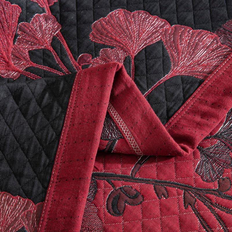 Trapunta reversibile in cotone naturale con foglie di ginkgo - image 16