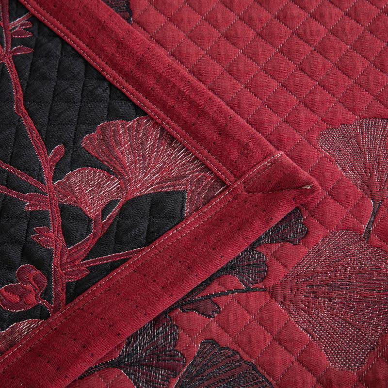 Trapunta reversibile in cotone naturale con foglie di ginkgo - image 6