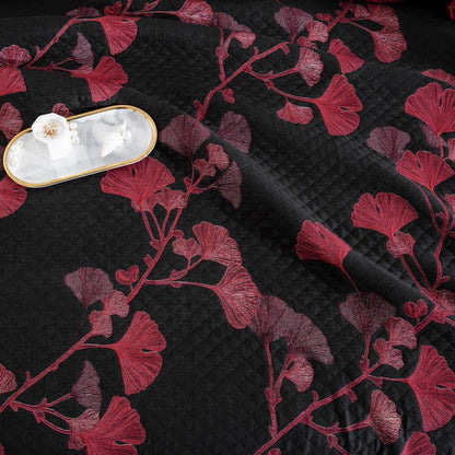 Trapunta reversibile in cotone naturale con foglie di ginkgo - image 14
